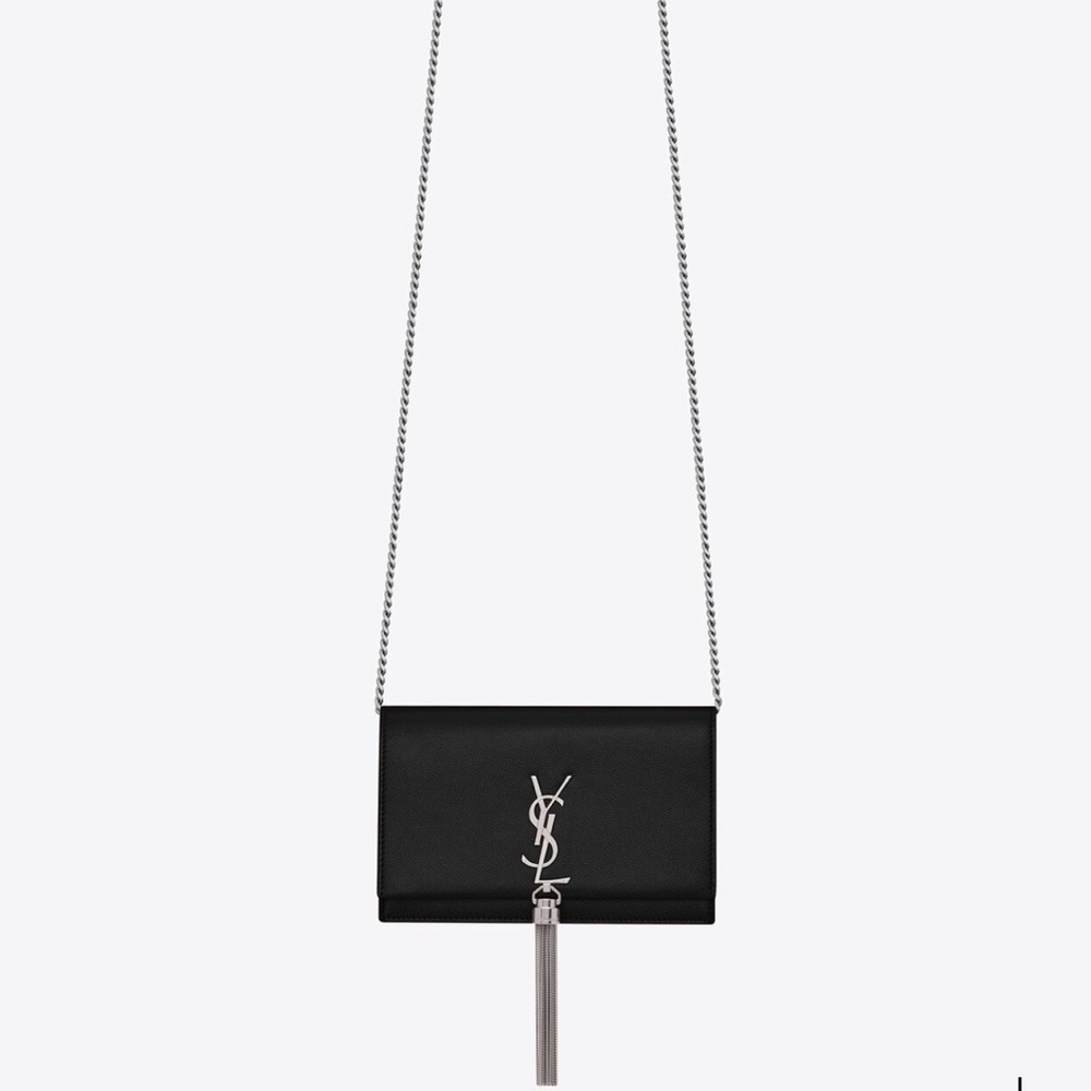 KATE CHAIN WALLET WITH TASSEL IN GRAIN DE POUDRE EMBOSSED LEATHER